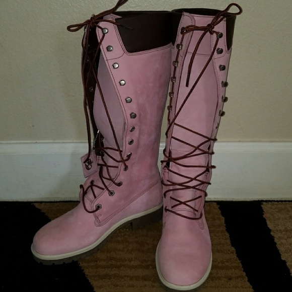 pink knee high timberland boots